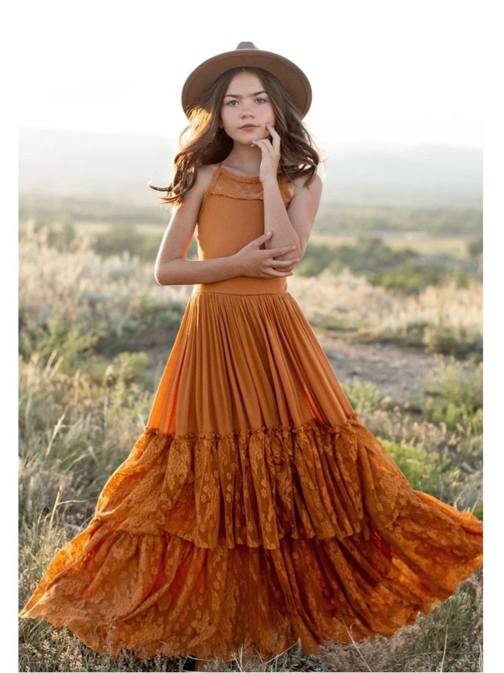 Joyfolie Mia Joy Girls Catrin Boho Dress in Marigold Size 10